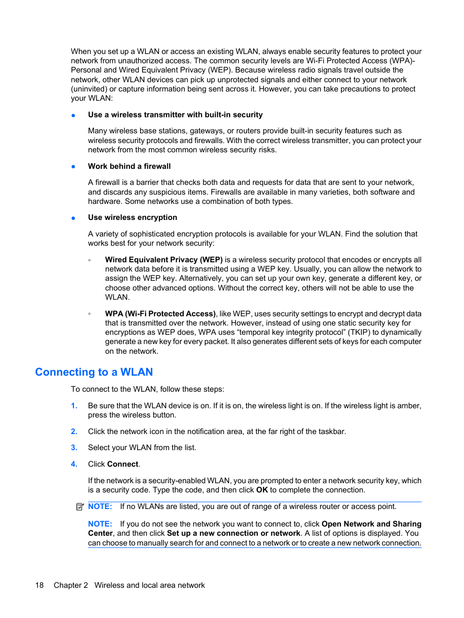 Connecting to a wlan | HP Compaq Presario CQ35-337TX Notebook PC User Manual | Page 28 / 135