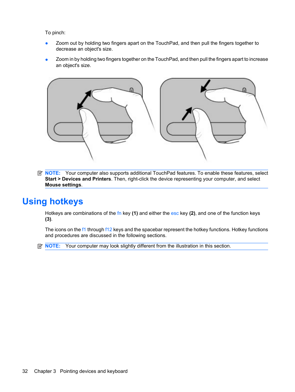 Using hotkeys | HP Compaq Presario CQ35-337TX Notebook PC User Manual | Page 42 / 135