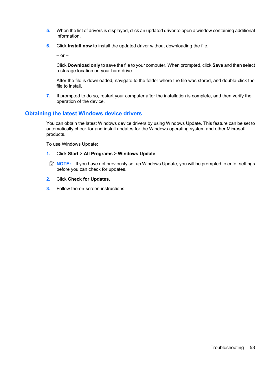Obtaining the latest windows device drivers | HP Compaq Presario CQ35-337TX Notebook PC User Manual | Page 63 / 135
