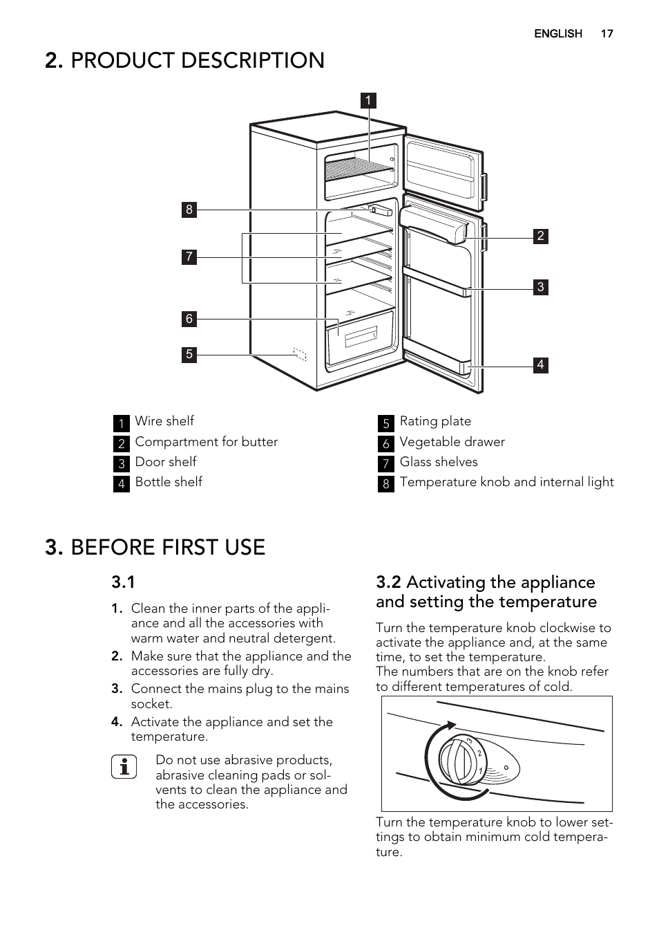 Product description, Before first use | AEG S72300DSW1 User Manual | Page 17 / 80