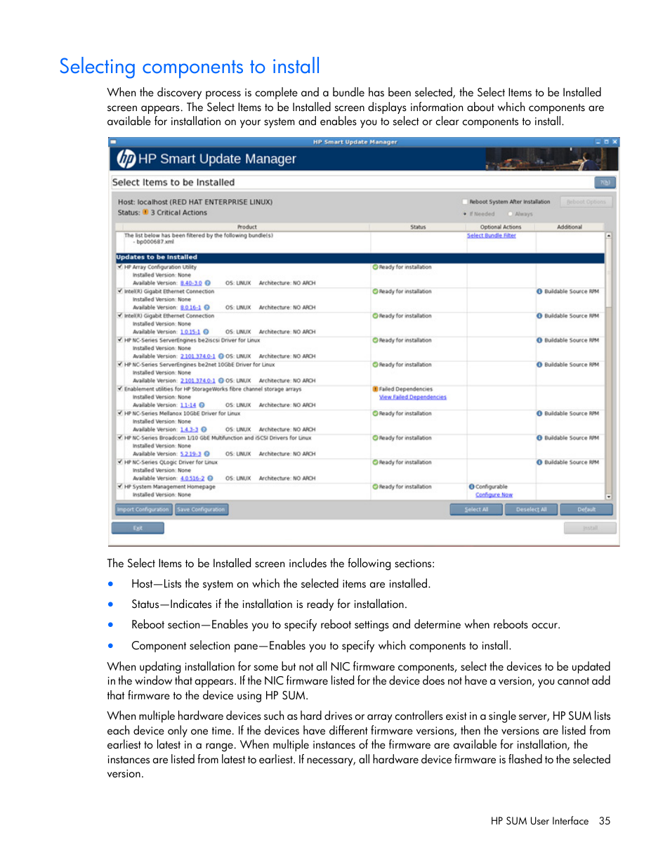 Selecting components to install | HP Integrity rx2800 i2 Server User Manual | Page 35 / 124