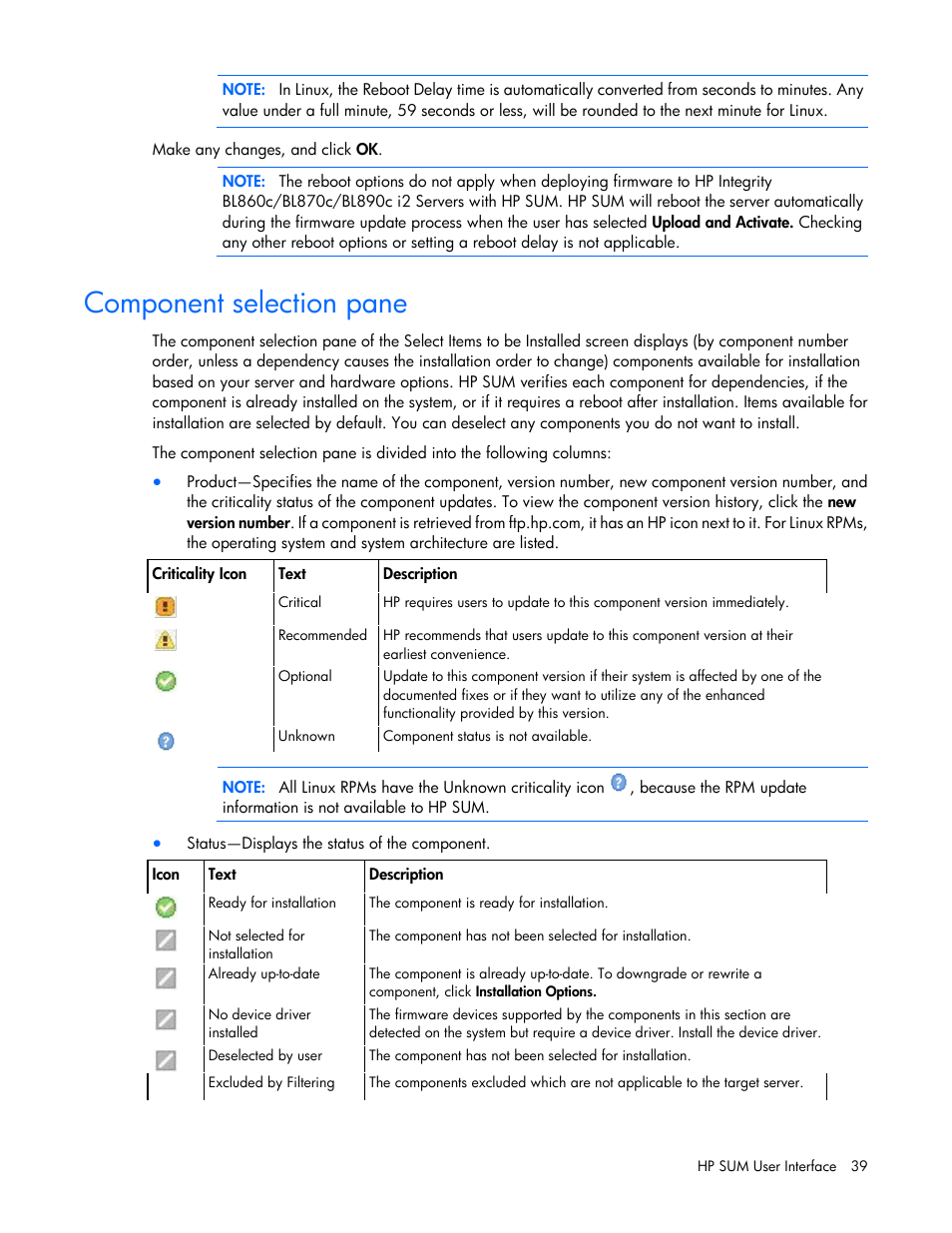 Component selection pane | HP Integrity rx2800 i2 Server User Manual | Page 39 / 124