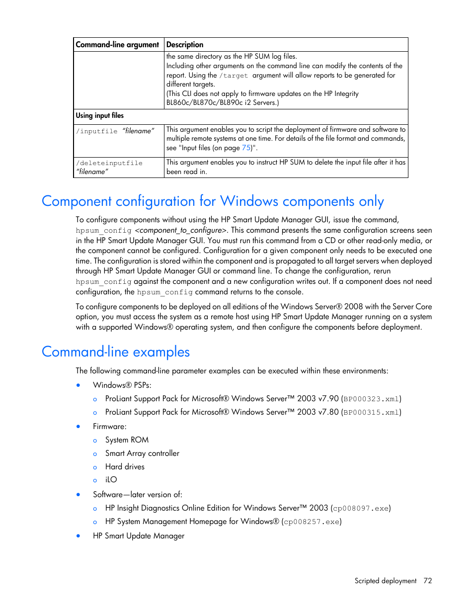 Command-line examples | HP Integrity rx2800 i2 Server User Manual | Page 72 / 124