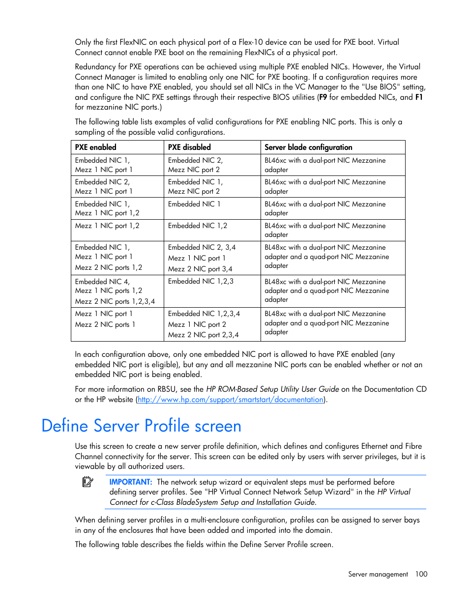 Define server profile screen | HP Virtual Connect 8Gb 24-port Fibre Channel Module for c-Class BladeSystem User Manual | Page 100 / 162