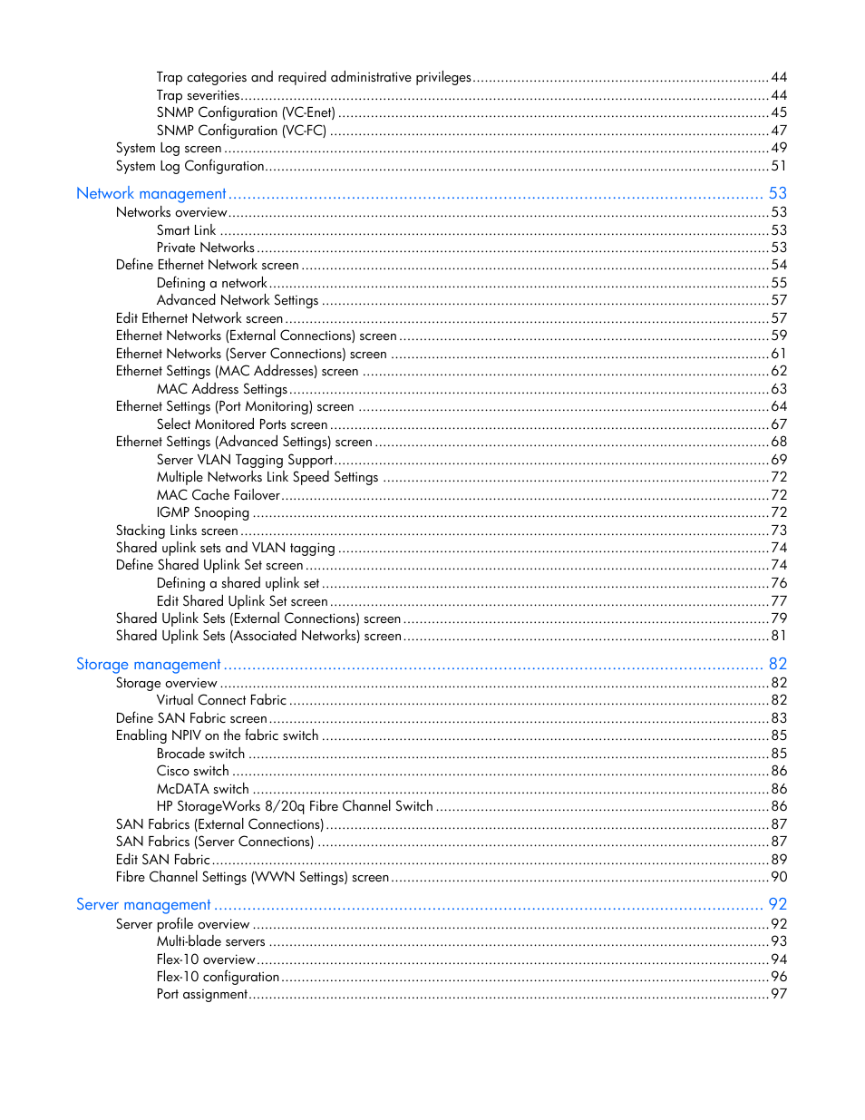 HP Virtual Connect 8Gb 24-port Fibre Channel Module for c-Class BladeSystem User Manual | Page 4 / 162