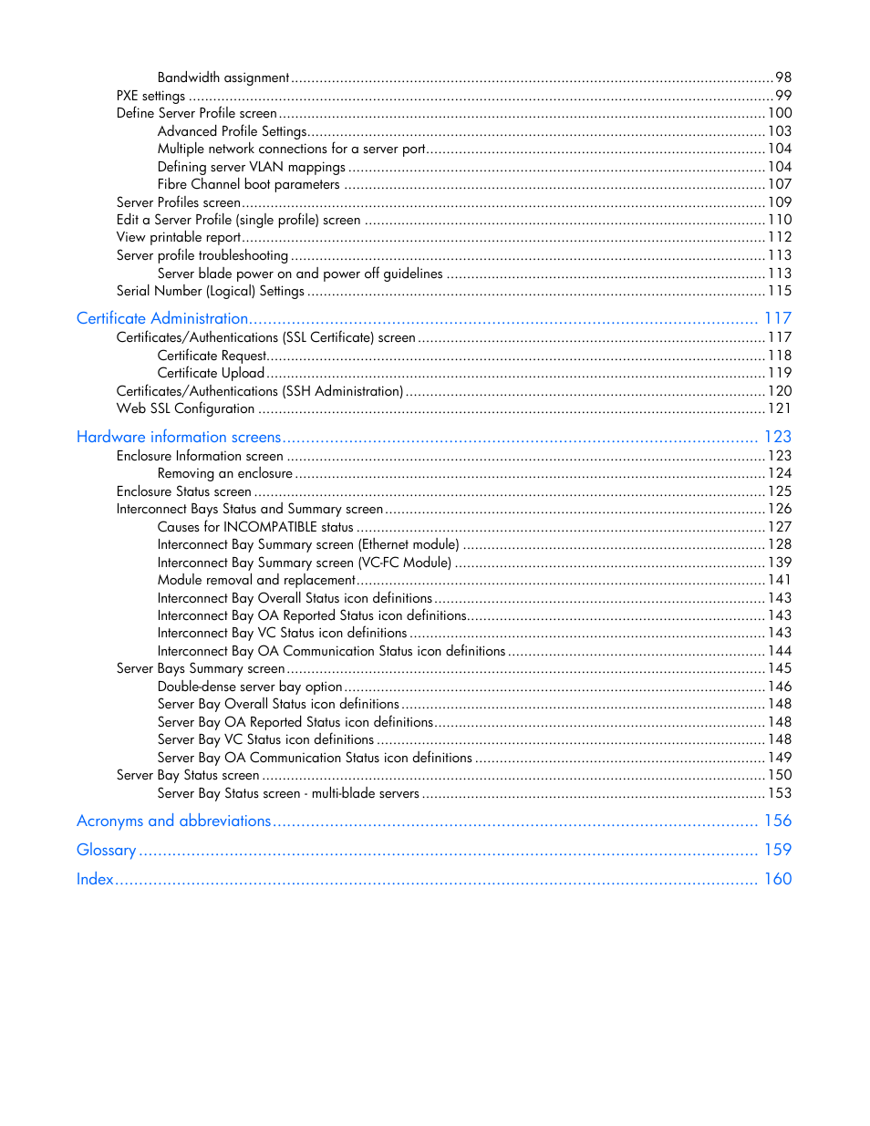 HP Virtual Connect 8Gb 24-port Fibre Channel Module for c-Class BladeSystem User Manual | Page 5 / 162