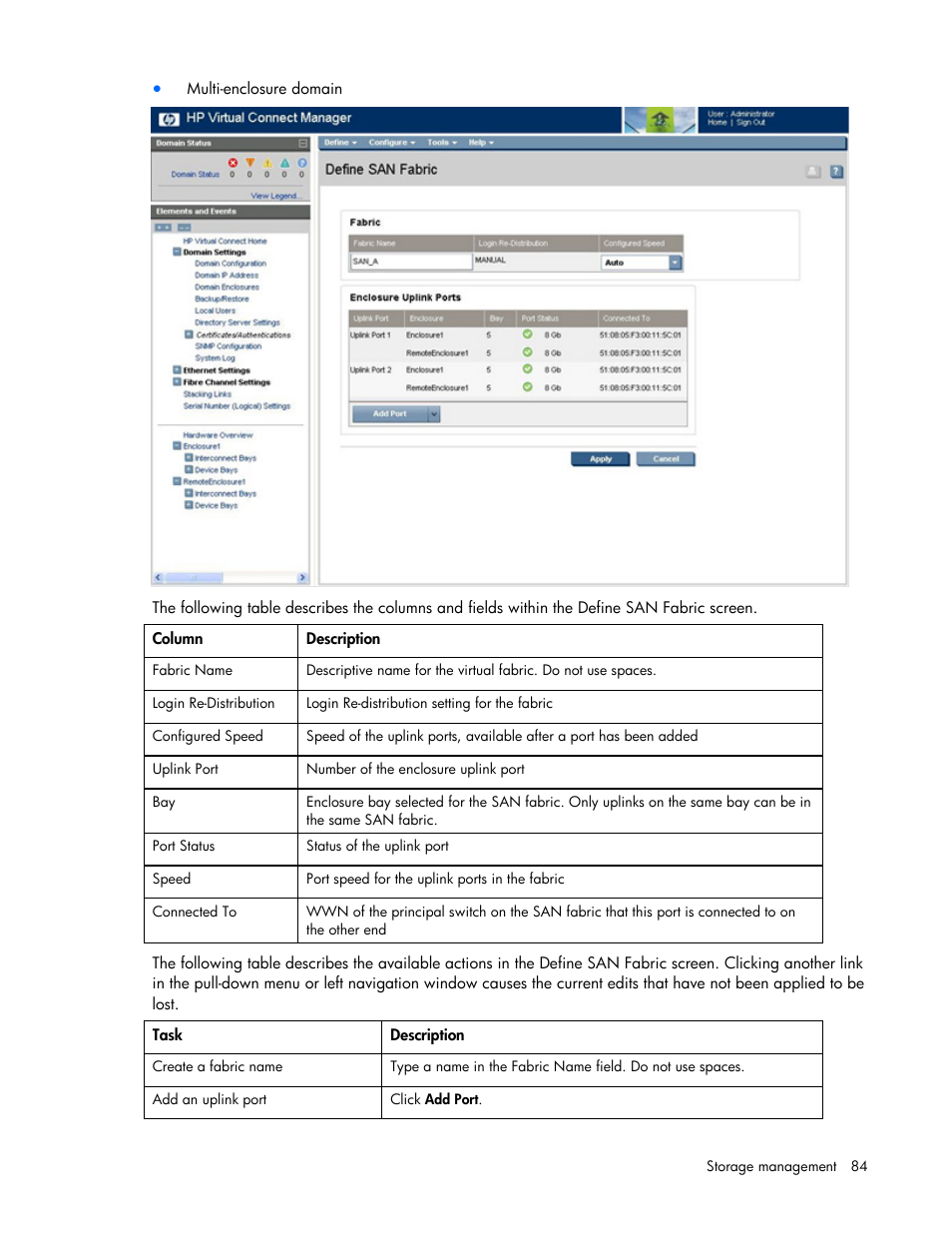 HP Virtual Connect 8Gb 24-port Fibre Channel Module for c-Class BladeSystem User Manual | Page 84 / 162