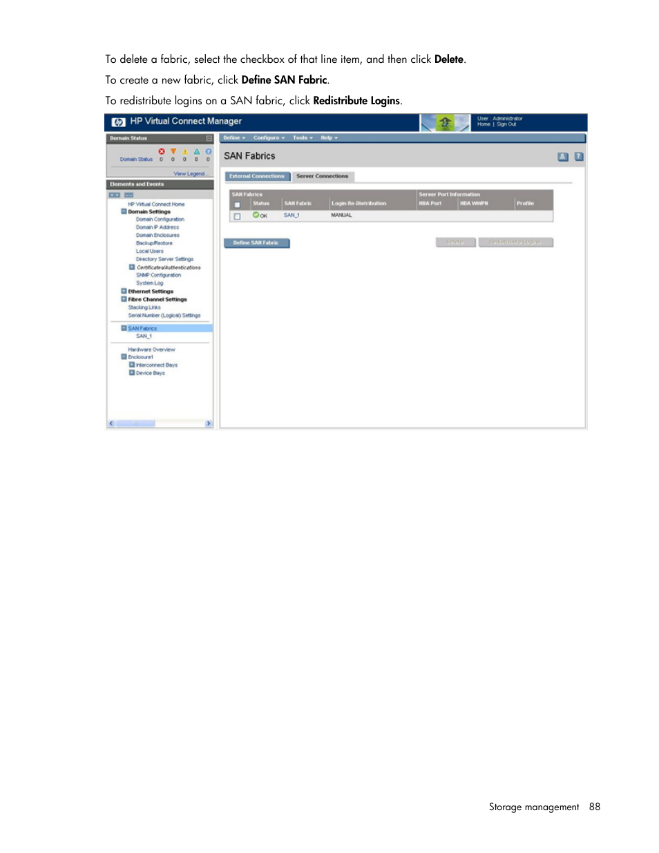 HP Virtual Connect 8Gb 24-port Fibre Channel Module for c-Class BladeSystem User Manual | Page 88 / 162