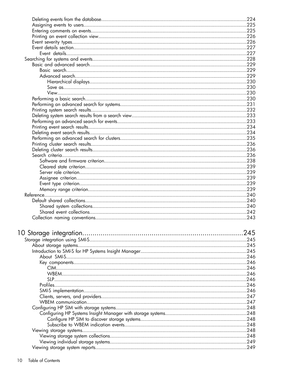 10 storage integration | HP Systems Insight Manager User Manual | Page 10 / 679