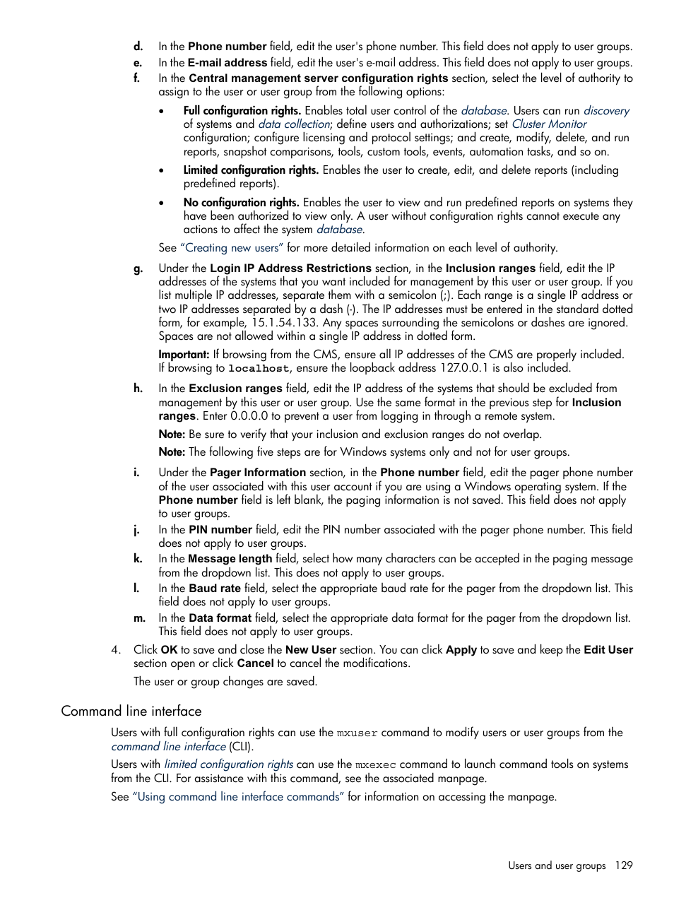 Command line interface | HP Systems Insight Manager User Manual | Page 129 / 679