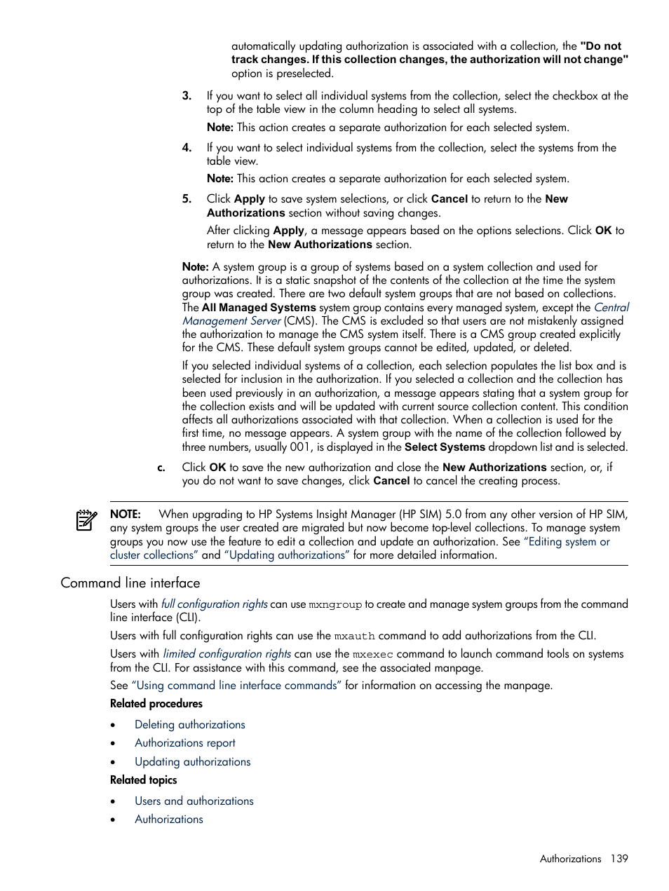 Command line interface | HP Systems Insight Manager User Manual | Page 139 / 679