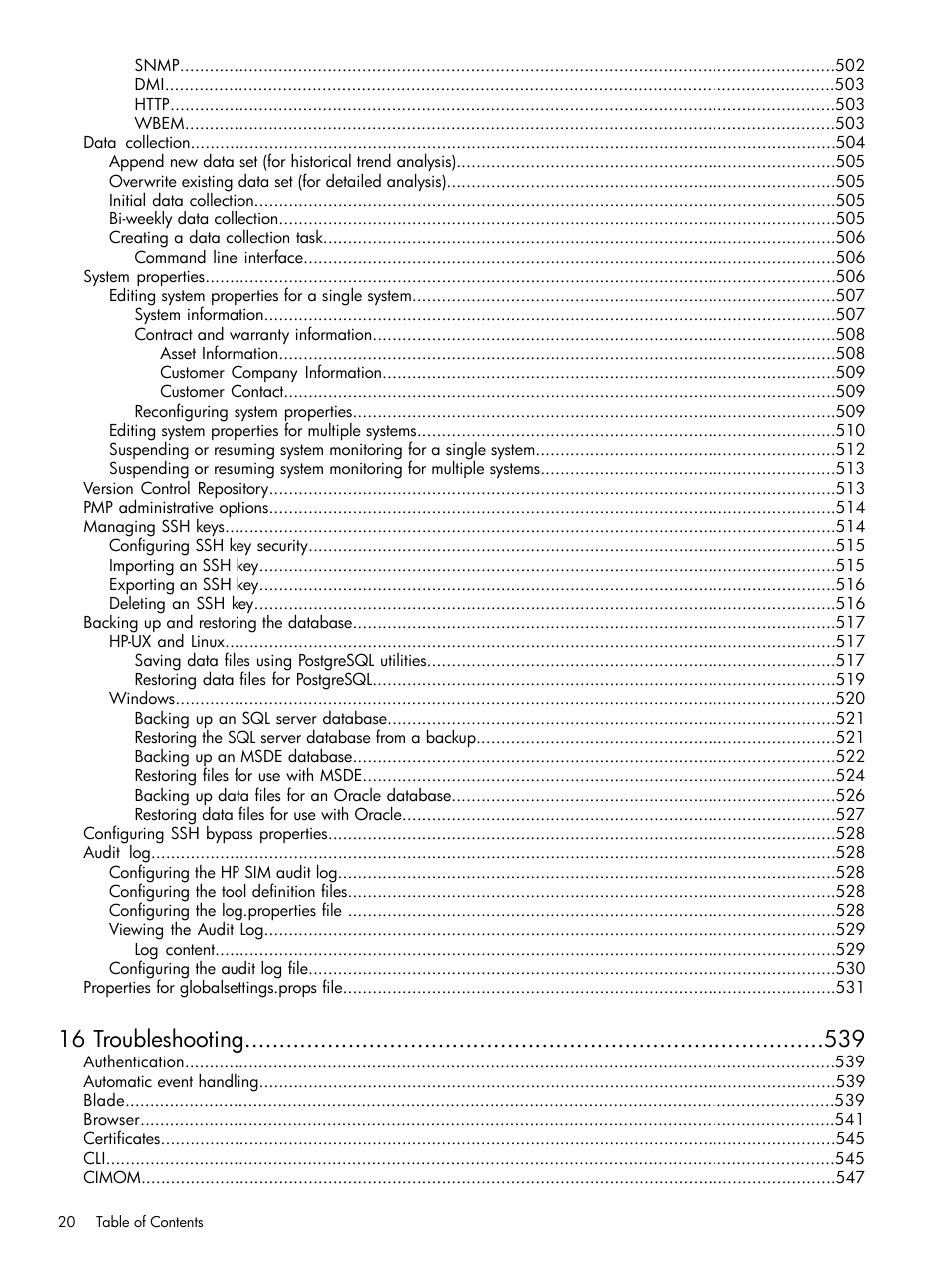 16 troubleshooting | HP Systems Insight Manager User Manual | Page 20 / 679