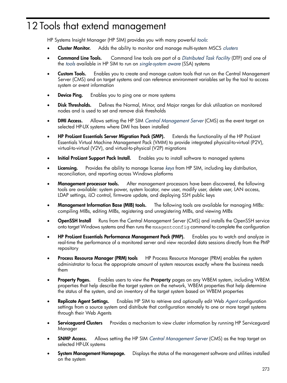 12 tools that extend management, Tools that, Extend management | HP Systems Insight Manager User Manual | Page 273 / 679