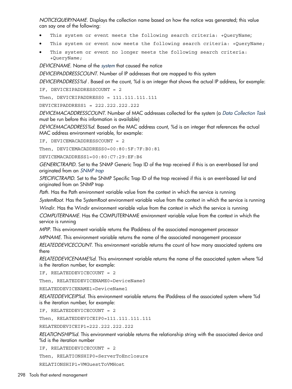 HP Systems Insight Manager User Manual | Page 298 / 679