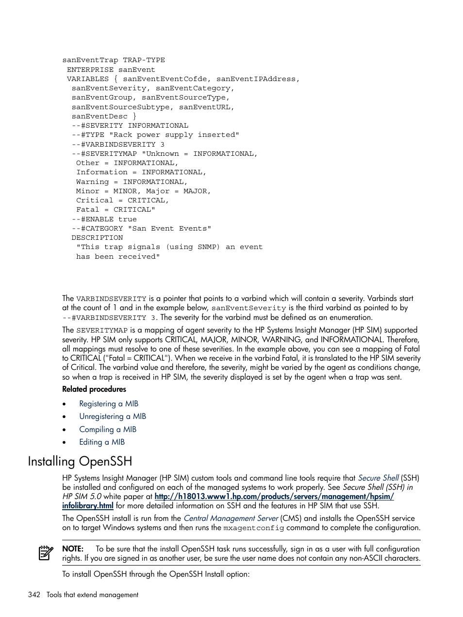 Installing openssh | HP Systems Insight Manager User Manual | Page 342 / 679