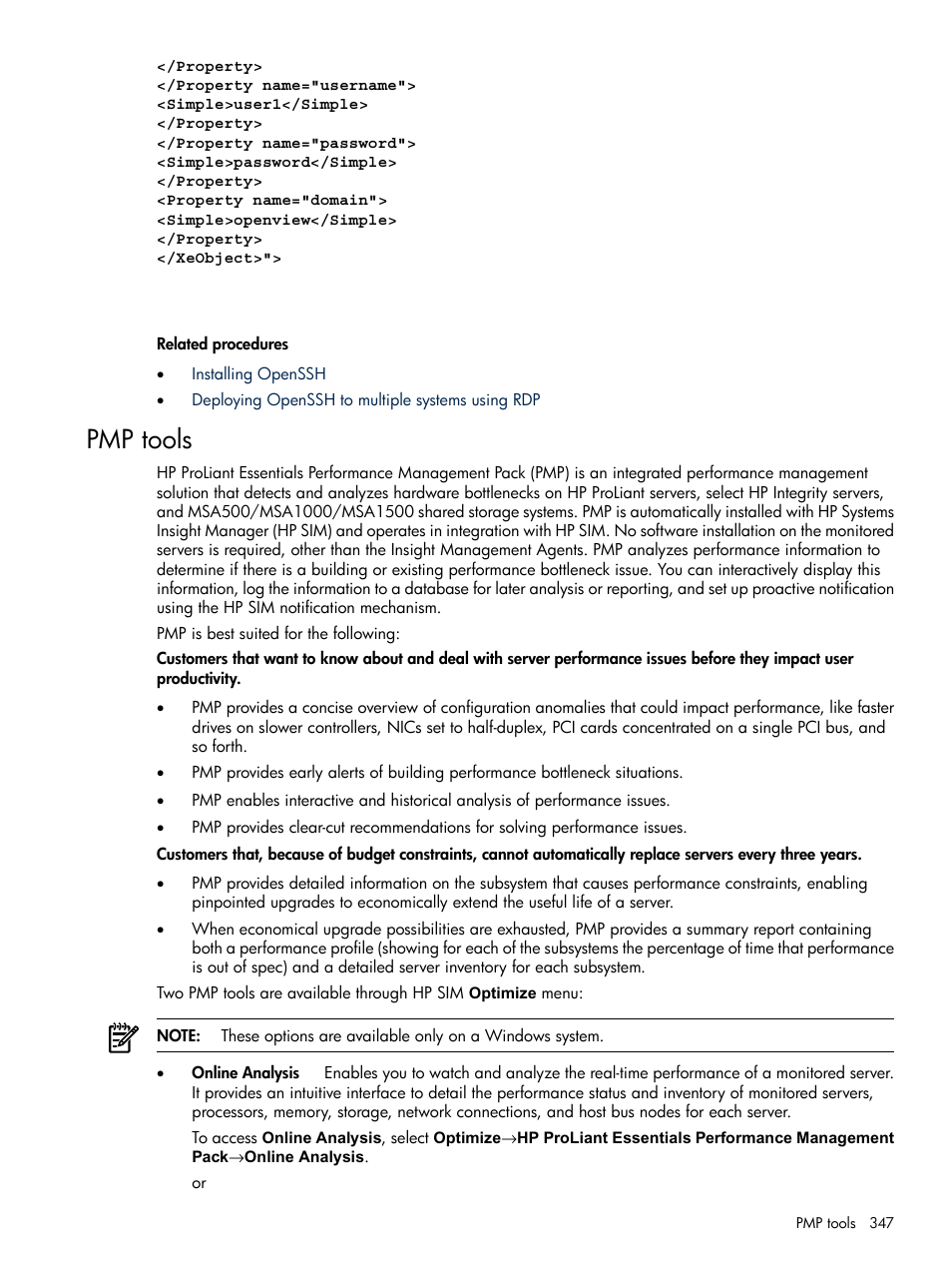 Pmp tools | HP Systems Insight Manager User Manual | Page 347 / 679