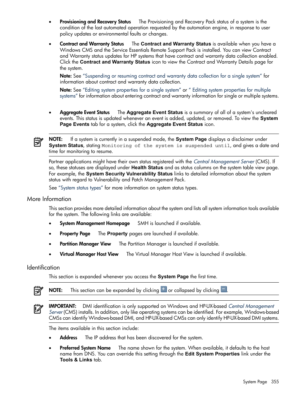 More information, Identification, More information identification | HP Systems Insight Manager User Manual | Page 355 / 679