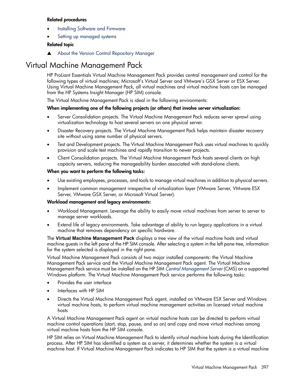 Virtual machine management pack | HP Systems Insight Manager User Manual | Page 397 / 679
