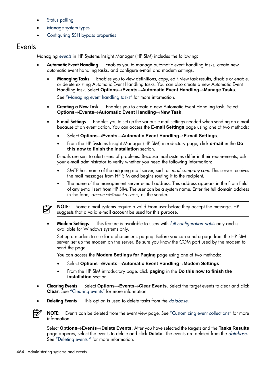 Events | HP Systems Insight Manager User Manual | Page 464 / 679