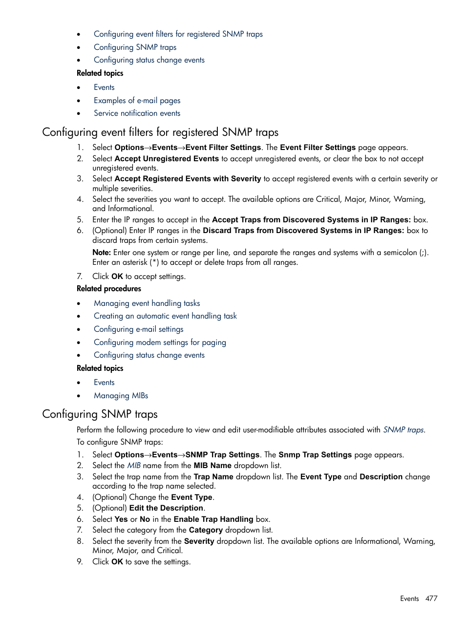 Configuring snmp traps | HP Systems Insight Manager User Manual | Page 477 / 679