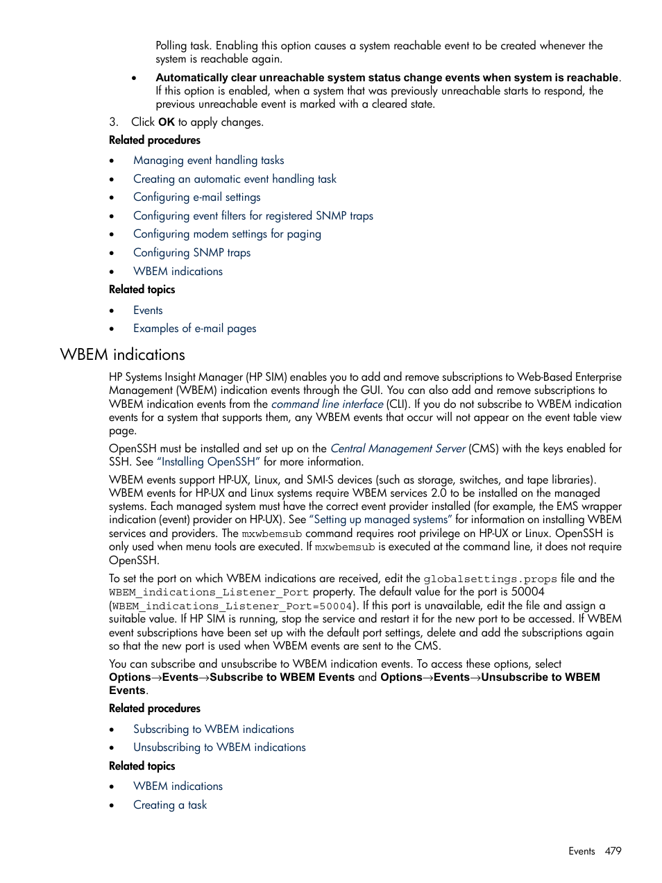 Wbem indications | HP Systems Insight Manager User Manual | Page 479 / 679