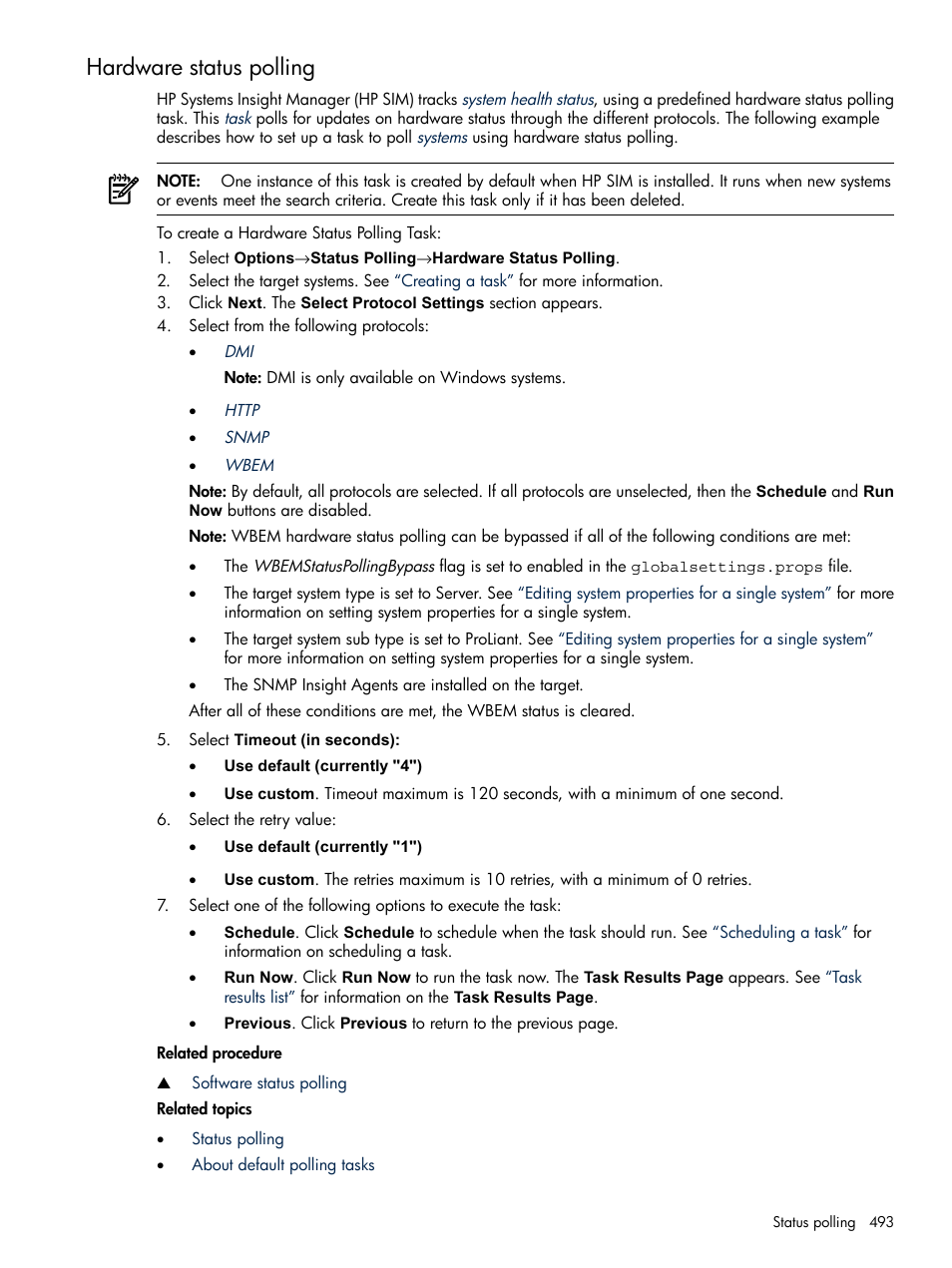 Hardware status polling | HP Systems Insight Manager User Manual | Page 493 / 679