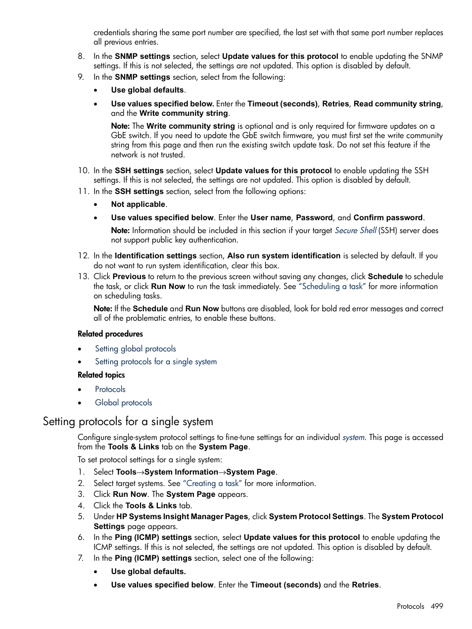 Setting protocols for a single system | HP Systems Insight Manager User Manual | Page 499 / 679