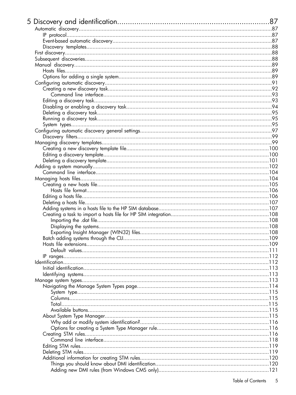 5 discovery and identification | HP Systems Insight Manager User Manual | Page 5 / 679