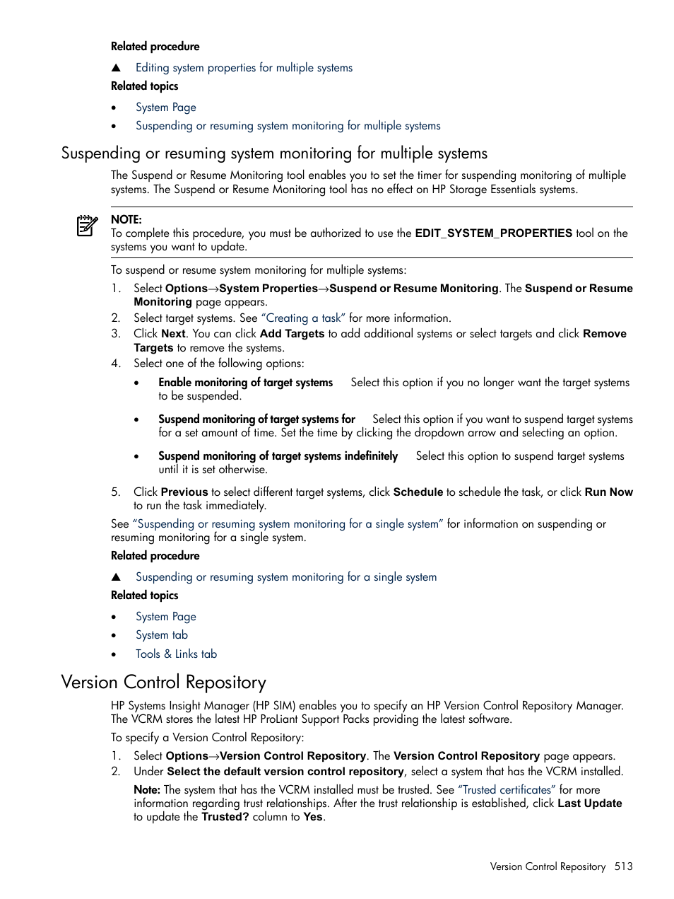 Version control repository | HP Systems Insight Manager User Manual | Page 513 / 679