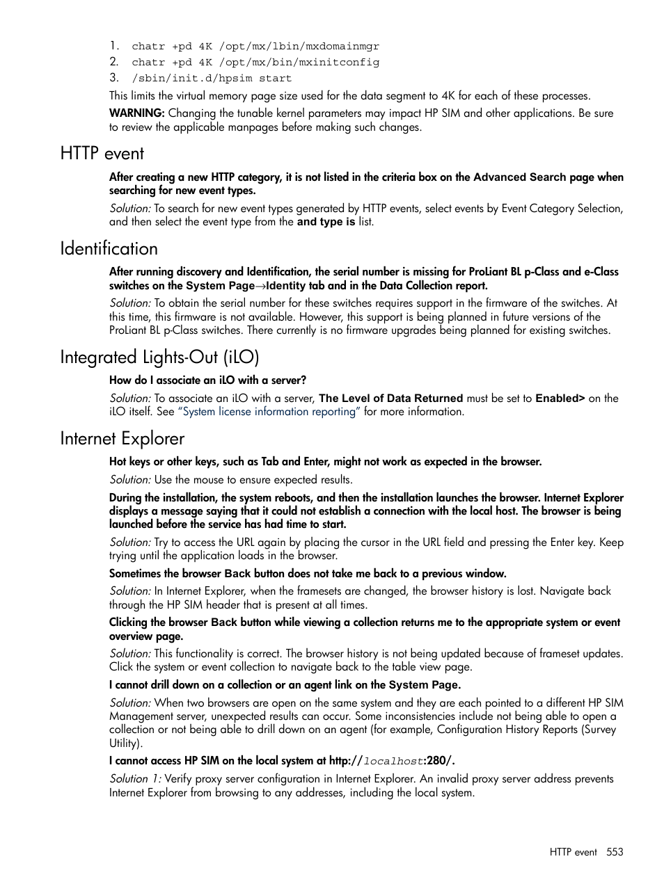 Http event, Identification, Integrated lights-out (ilo) | Internet explorer | HP Systems Insight Manager User Manual | Page 553 / 679