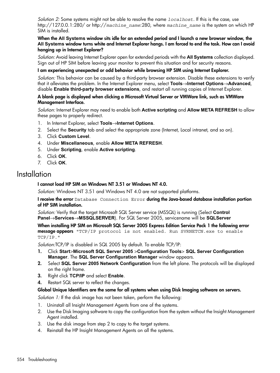 Installation | HP Systems Insight Manager User Manual | Page 554 / 679