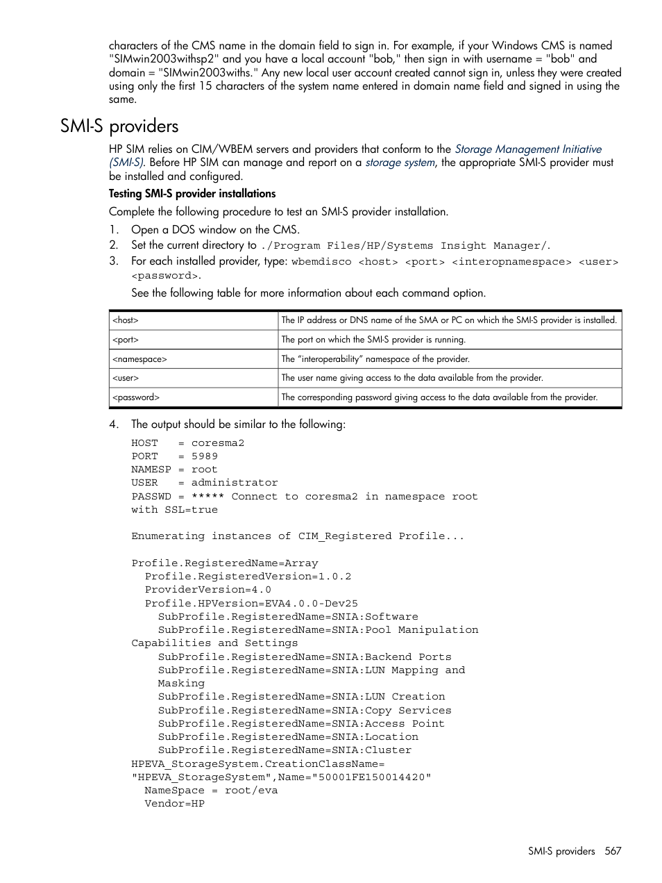 Smi-s providers | HP Systems Insight Manager User Manual | Page 567 / 679