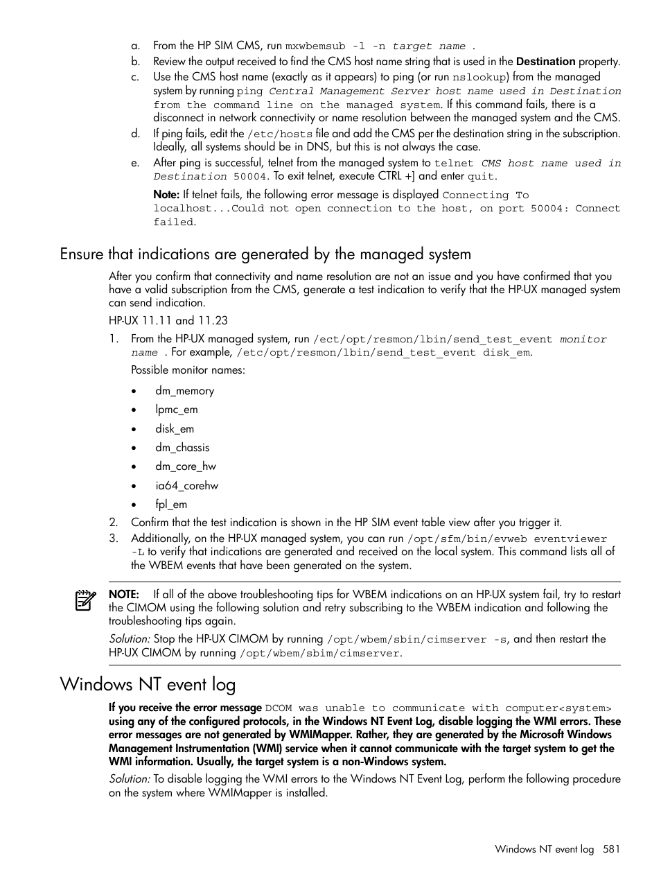 Windows nt event log | HP Systems Insight Manager User Manual | Page 581 / 679