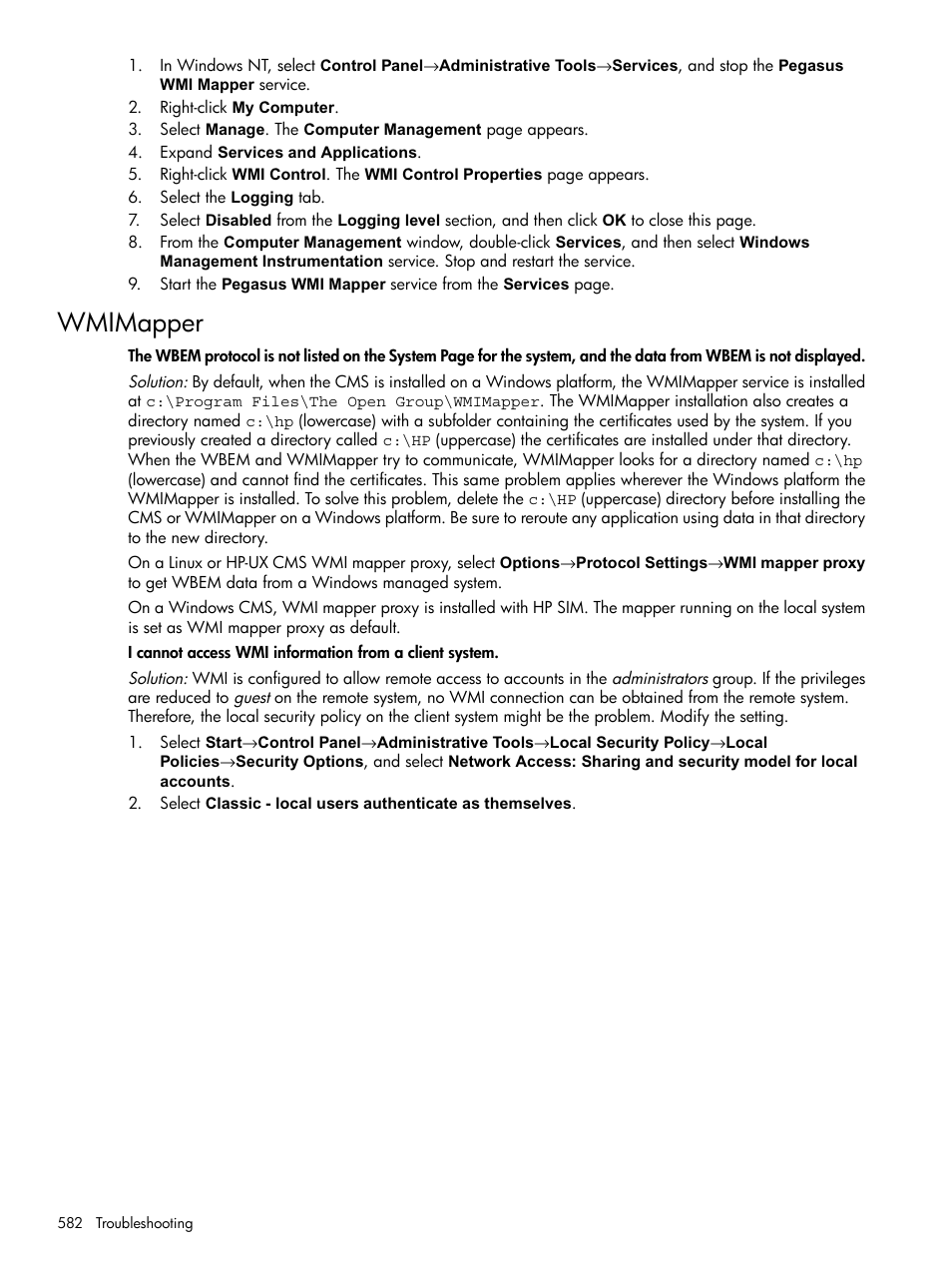 Wmimapper | HP Systems Insight Manager User Manual | Page 582 / 679
