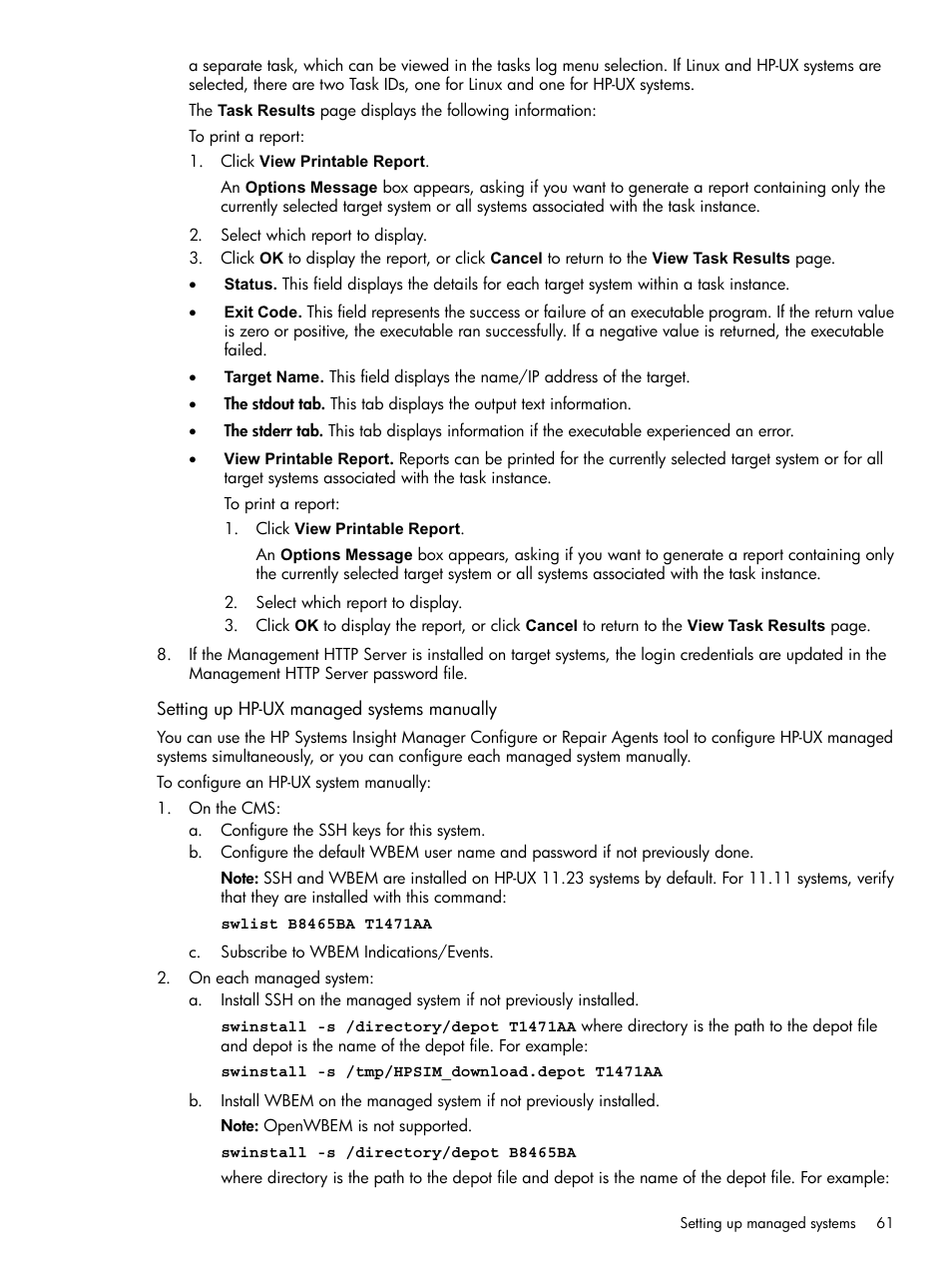 Setting up hp-ux managed systems manually | HP Systems Insight Manager User Manual | Page 61 / 679