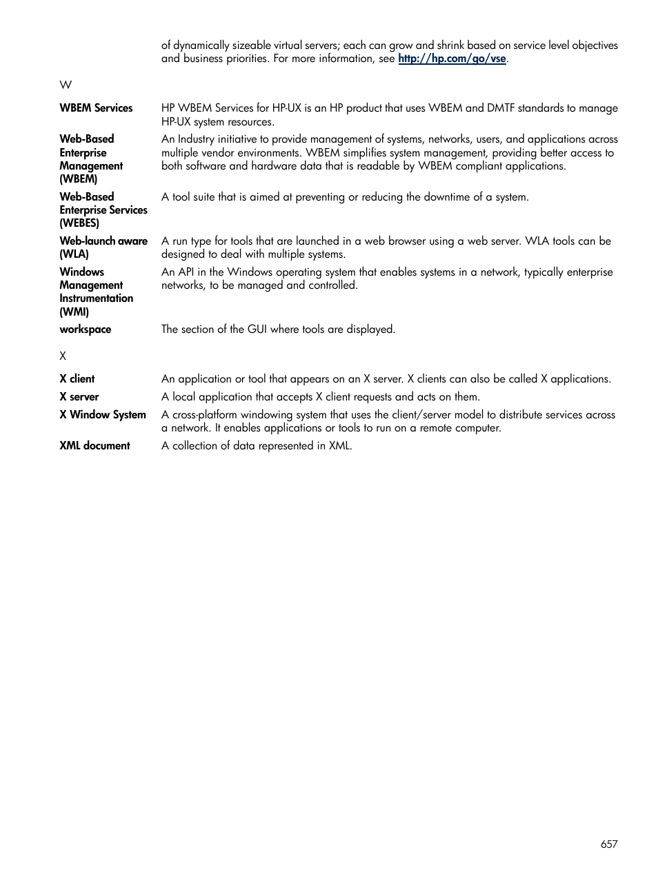 Windows management instrumentation, Web-based enterprise management, Web-based enterprise management (wbem) | Workspace, Web-based, Enterprise management, Wbem, Enterprise management (wbem), Web-launch aware, Web-based enterprise services | HP Systems Insight Manager User Manual | Page 657 / 679