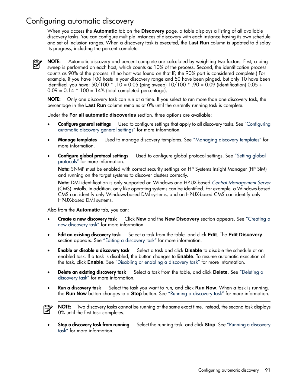 Configuring automatic discovery, Configuring, Automatic discovery | HP Systems Insight Manager User Manual | Page 91 / 679