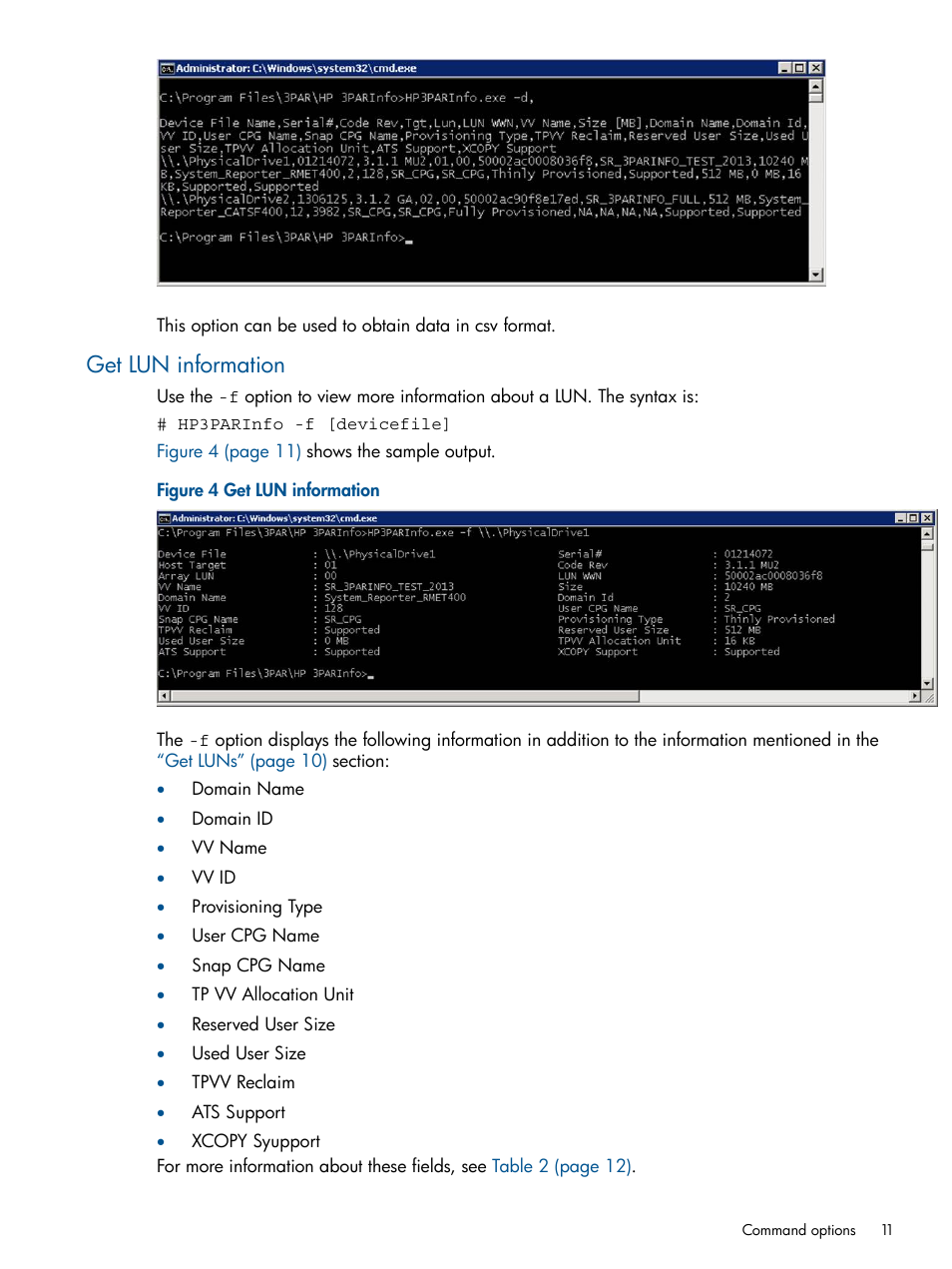 Get lun information | HP 3PAR System Reporter Software Licenses User Manual | Page 11 / 18