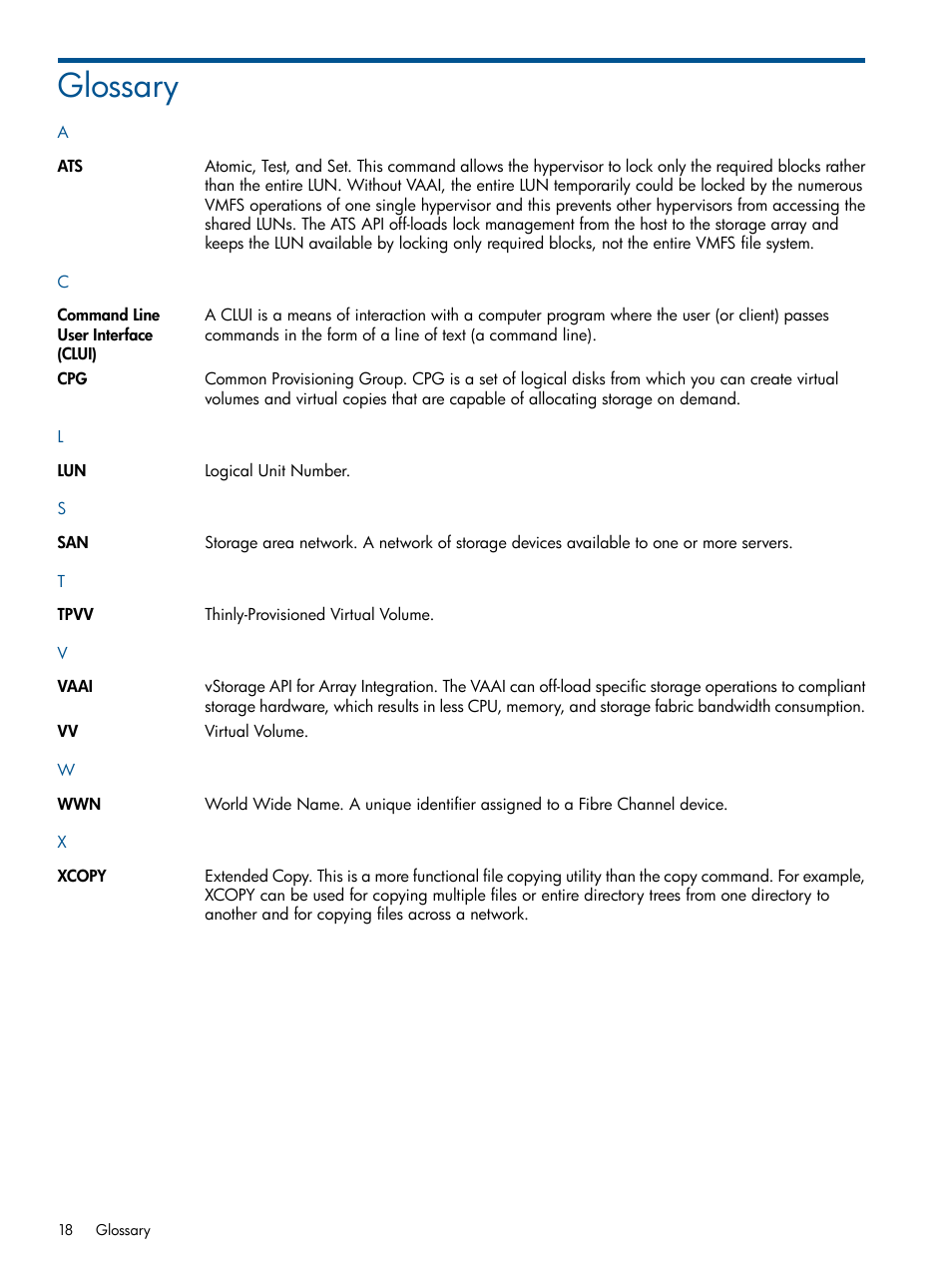 Glossary | HP 3PAR System Reporter Software Licenses User Manual | Page 18 / 18