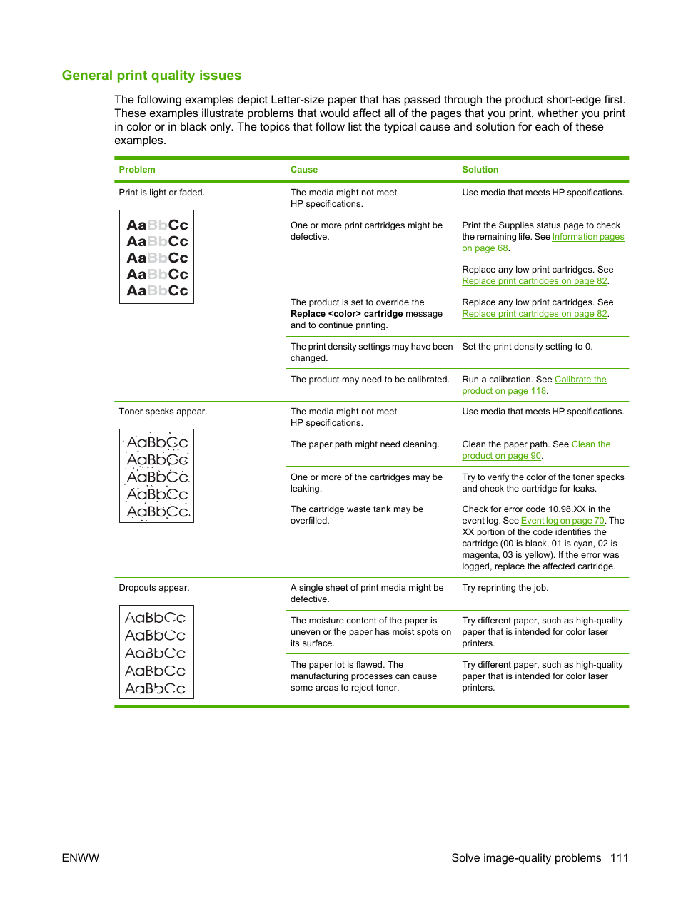 General print quality issues, Enww solve image-quality problems 111 | HP Color LaserJet CP2025 Printer series User Manual | Page 121 / 166