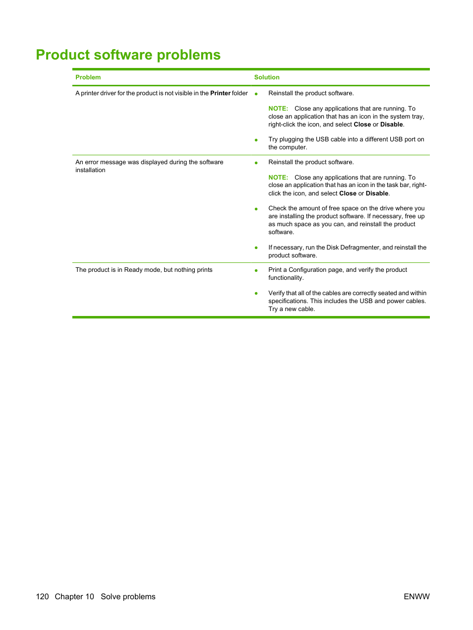 Product software problems | HP Color LaserJet CP2025 Printer series User Manual | Page 130 / 166