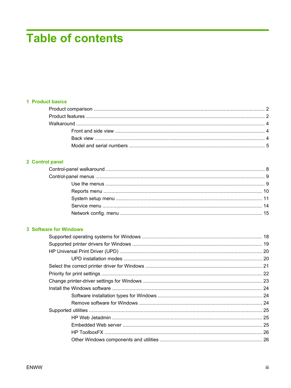 HP Color LaserJet CP2025 Printer series User Manual | Page 5 / 166