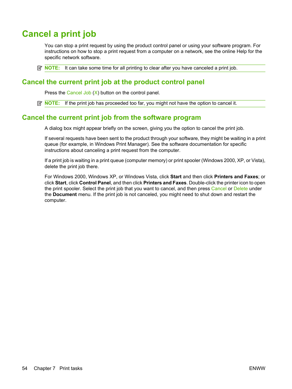 Cancel a print job | HP Color LaserJet CP2025 Printer series User Manual | Page 64 / 166