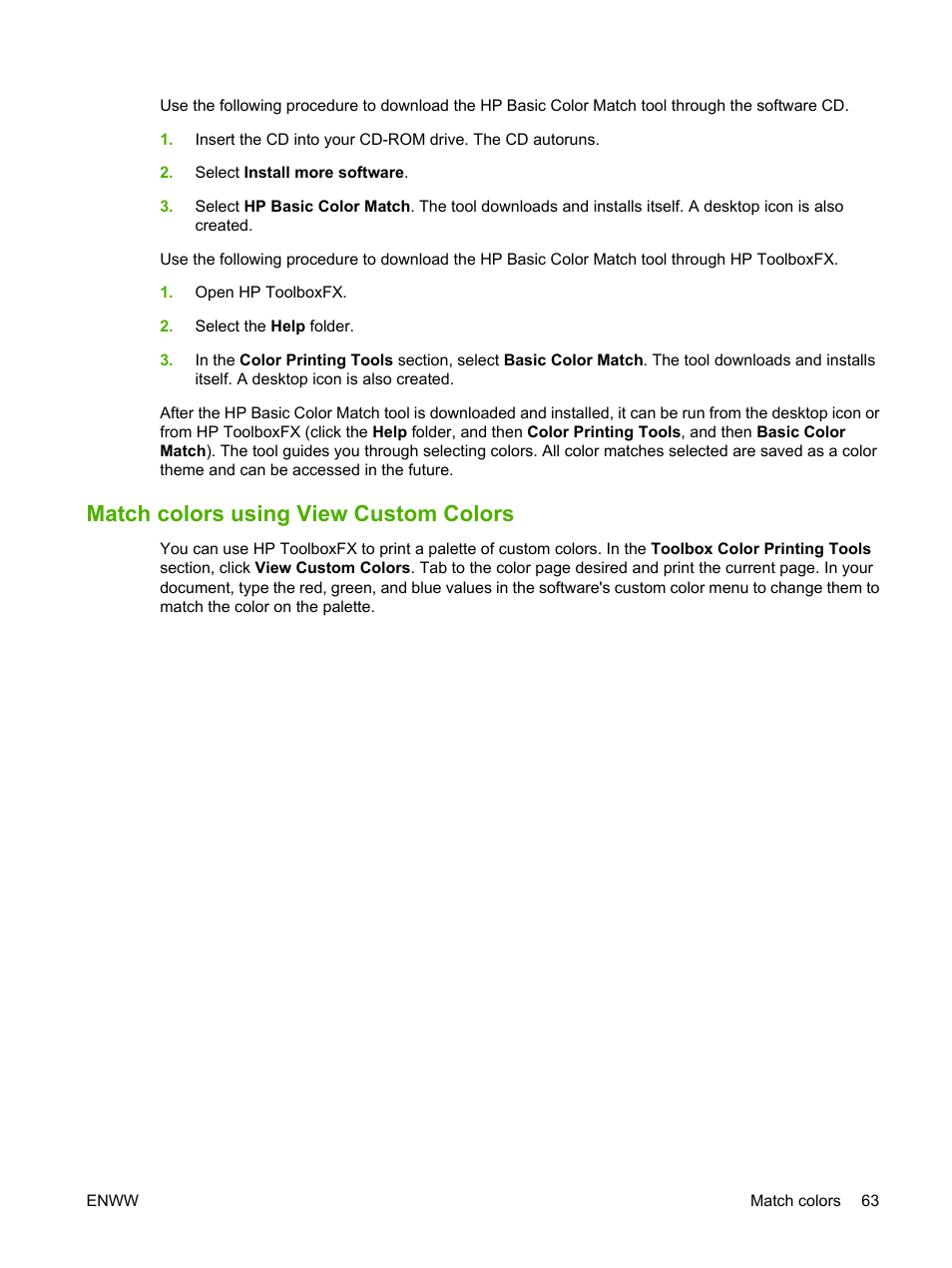 Match colors using view custom colors | HP Color LaserJet CP2025 Printer series User Manual | Page 73 / 166