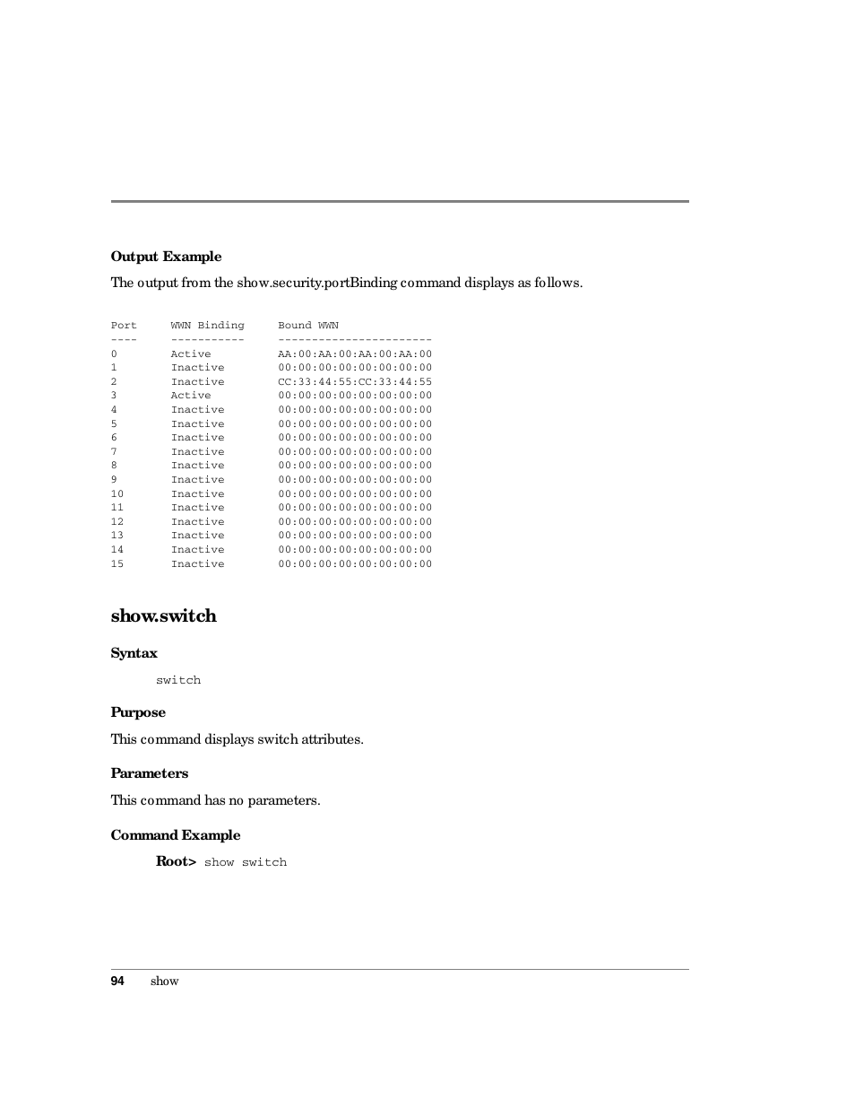 Show.switch | HP Surestore 64 Director Switch User Manual | Page 106 / 150