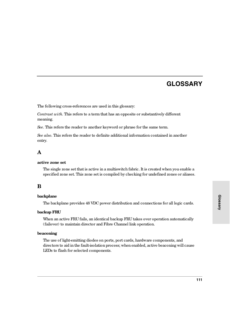 Glossary | HP Surestore 64 Director Switch User Manual | Page 123 / 150