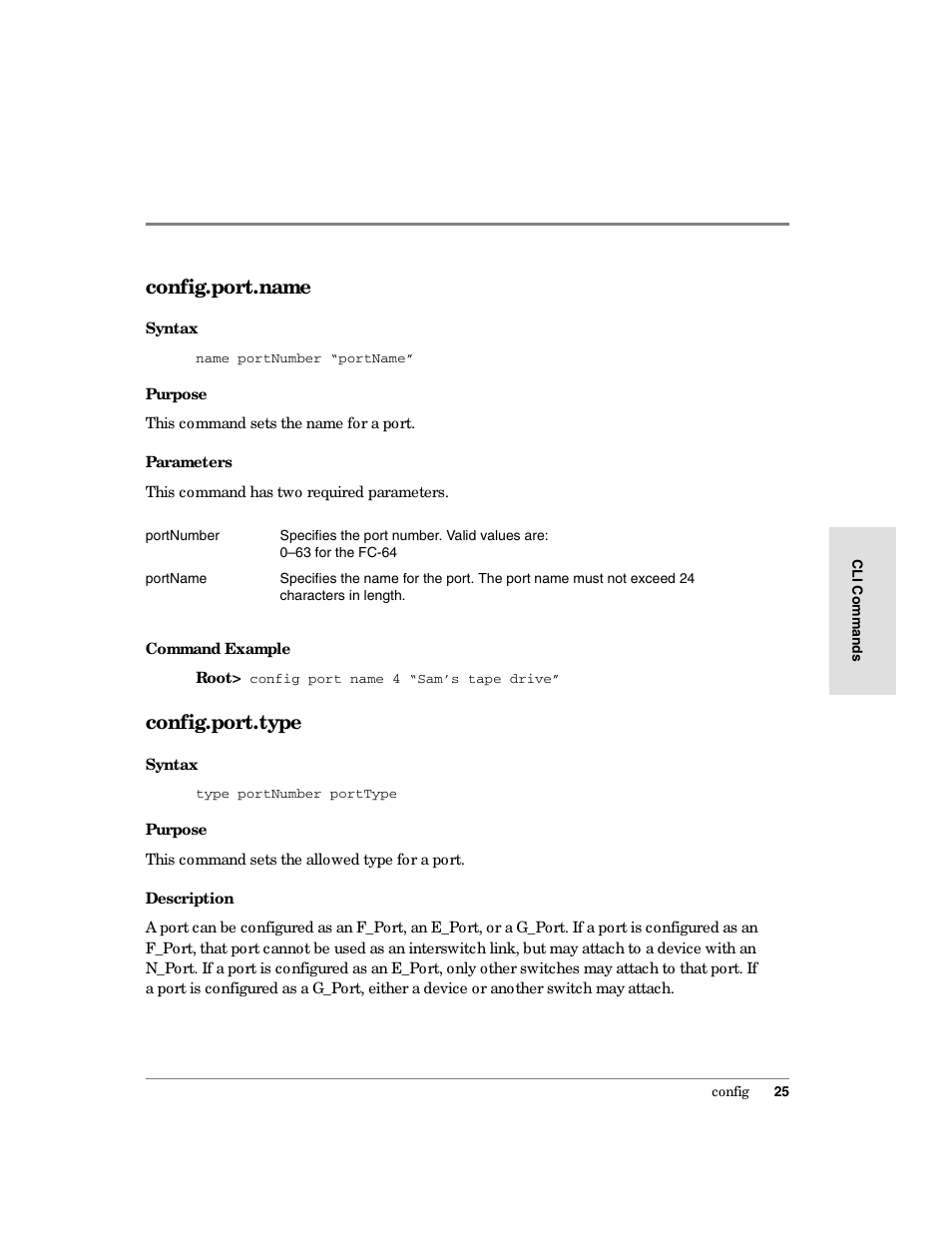 Config.port.name, Config.port.type | HP Surestore 64 Director Switch User Manual | Page 37 / 150