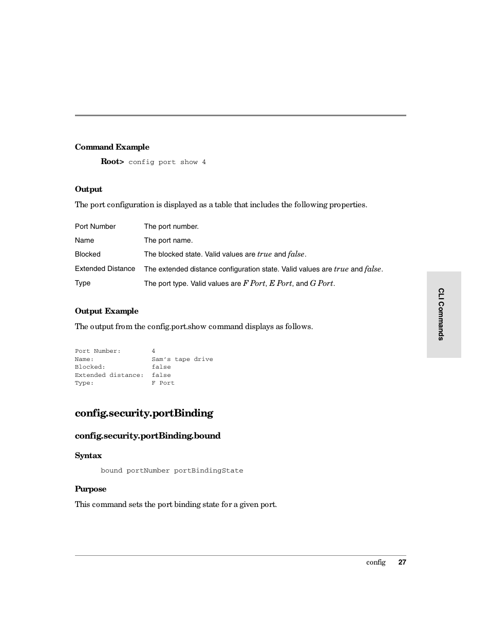 Config.security.portbinding, Config.security.portbinding.bound | HP Surestore 64 Director Switch User Manual | Page 39 / 150