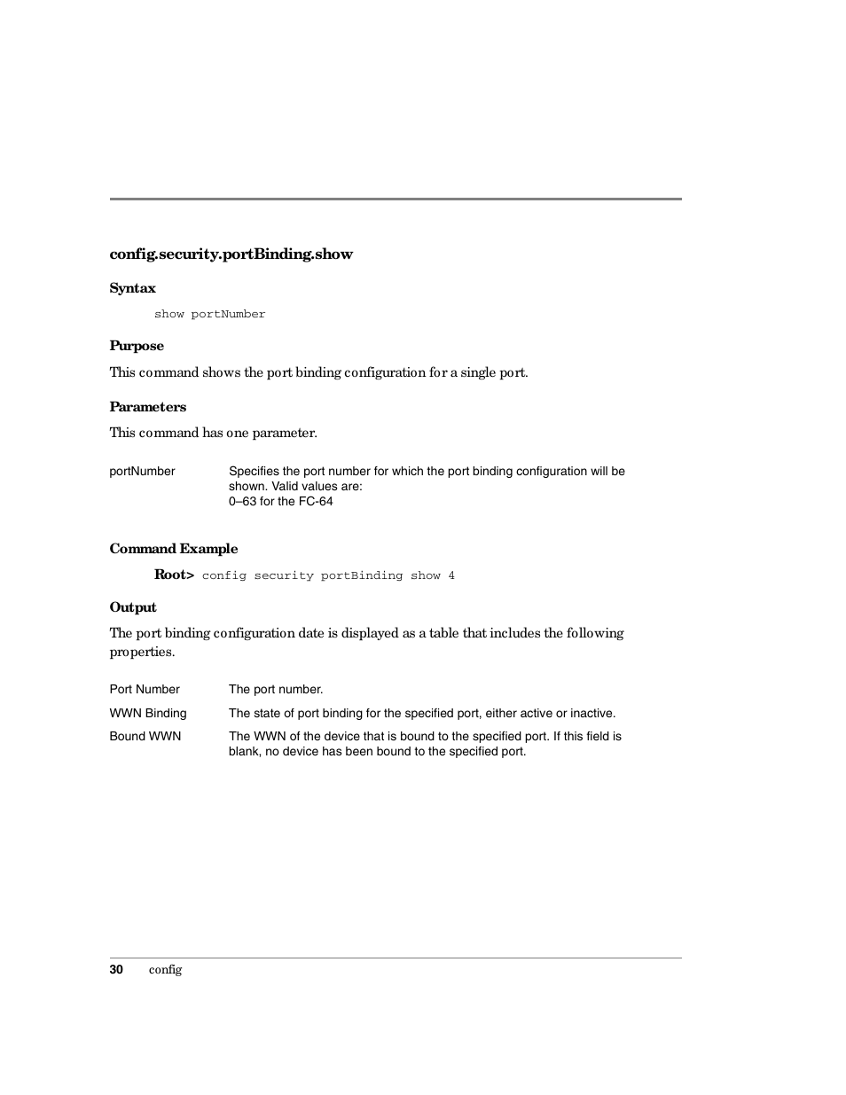 Config.security.portbinding.show | HP Surestore 64 Director Switch User Manual | Page 42 / 150