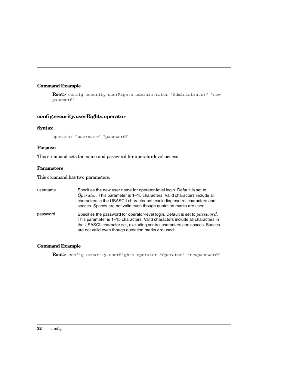 Config.security.userrights.operator | HP Surestore 64 Director Switch User Manual | Page 44 / 150